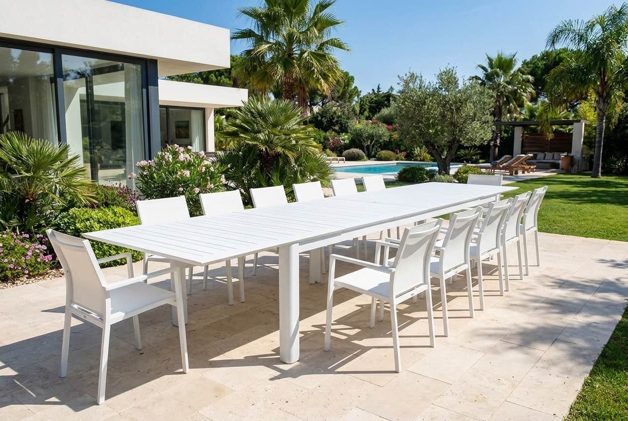 Table Aluminium Pied droit 110*266/331/400
